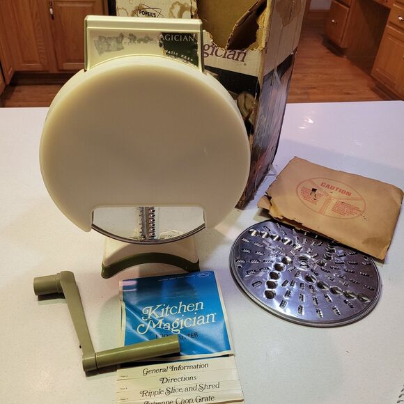 Vintage 1970 Popeil's Kitchen Magician Food Cutter in Box Made in USA Very Nice - Picture 2 of 6
